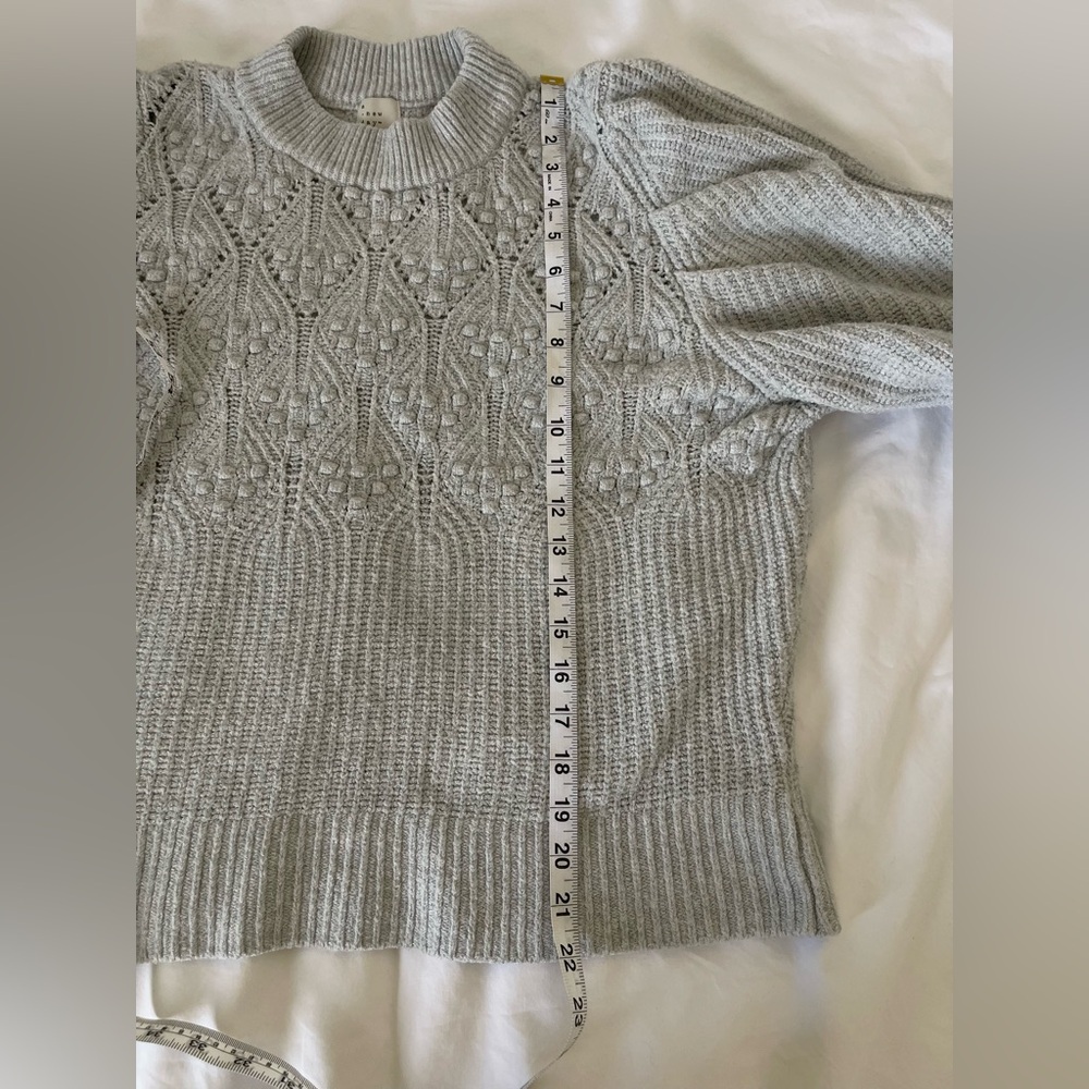 A New Day Light Gray Ribbed Sweater XXL Soft Stretch Puffed Shoulder Clean Girl - Picture 8 of 11